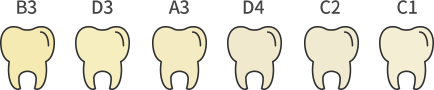 치아 착색도 - 약간의 착색이 있는 치아
